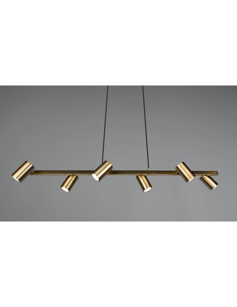 Lampadario 6 Faretti GU10 Orientabili Marley Ottone Invecchiato Trio Lighting