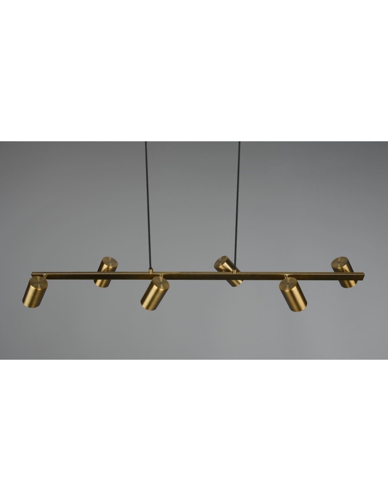 Lampadario 6 Faretti GU10 Orientabili Marley Ottone Invecchiato Trio Lighting