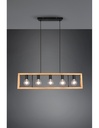 Lampadario Agra Gabbia Rettangolare Legno 5 Luci Legno Naturale E Nero Trio Lighting
