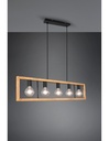 Lampadario Agra Gabbia Rettangolare Legno 5 Luci Legno Naturale E Nero Trio Lighting