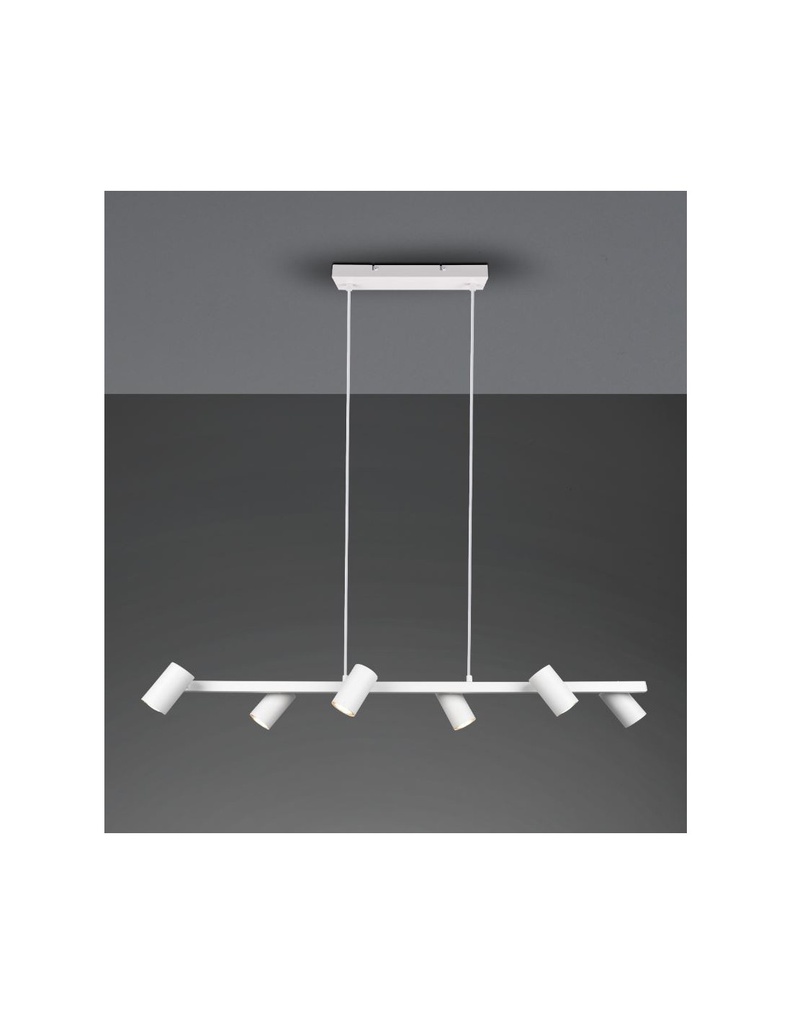 Lampadario Bianco 6 Spot Cilindrici GU10 Orientabili Marley Trio Lighting