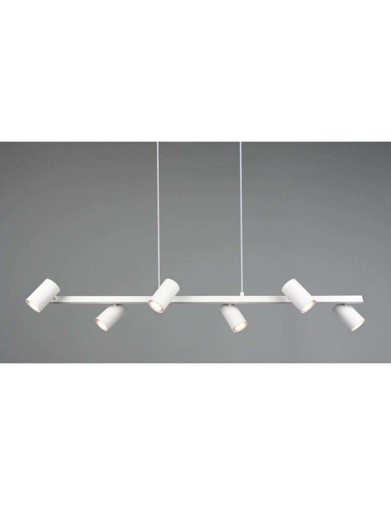 Lampadario Bianco 6 Spot Cilindrici GU10 Orientabili Marley Trio Lighting