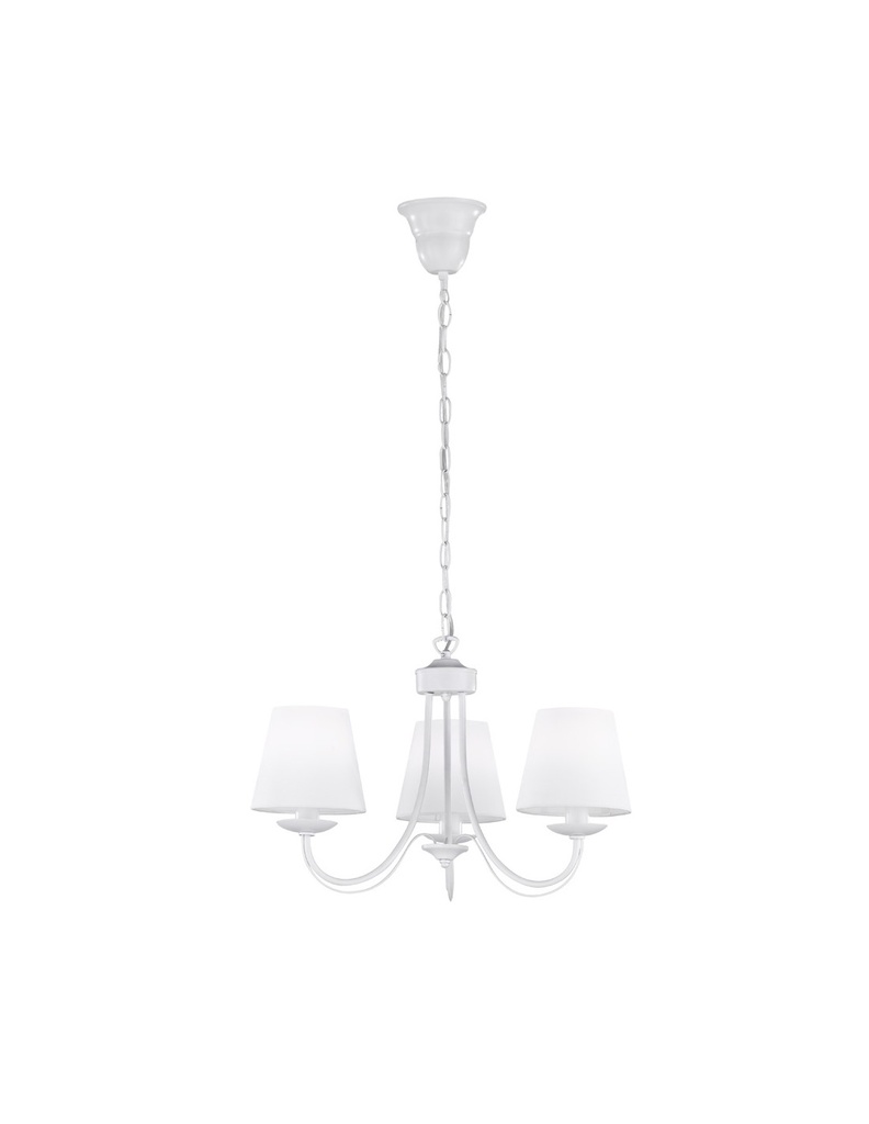 Lampadario Bianco Contemporaneo Metallo 3 Paralumi Tessuto Cortez Trio Lighting