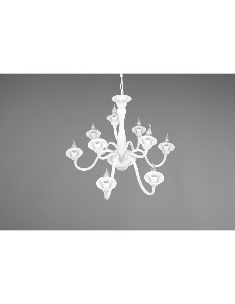 Lampadario Bianco Sala Da Pranzo 9 Luci Con Catena Elsa Trio Lighting