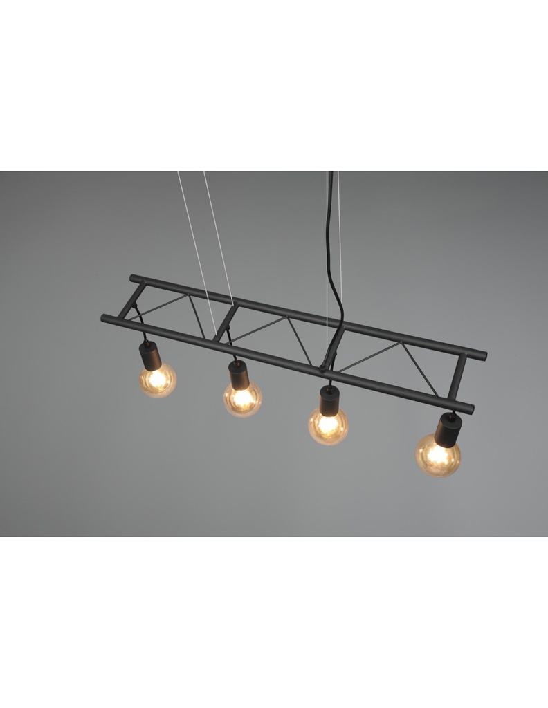 Lampadario Cucina Industriale 4 Luci Ladder Nero Trio Lighting