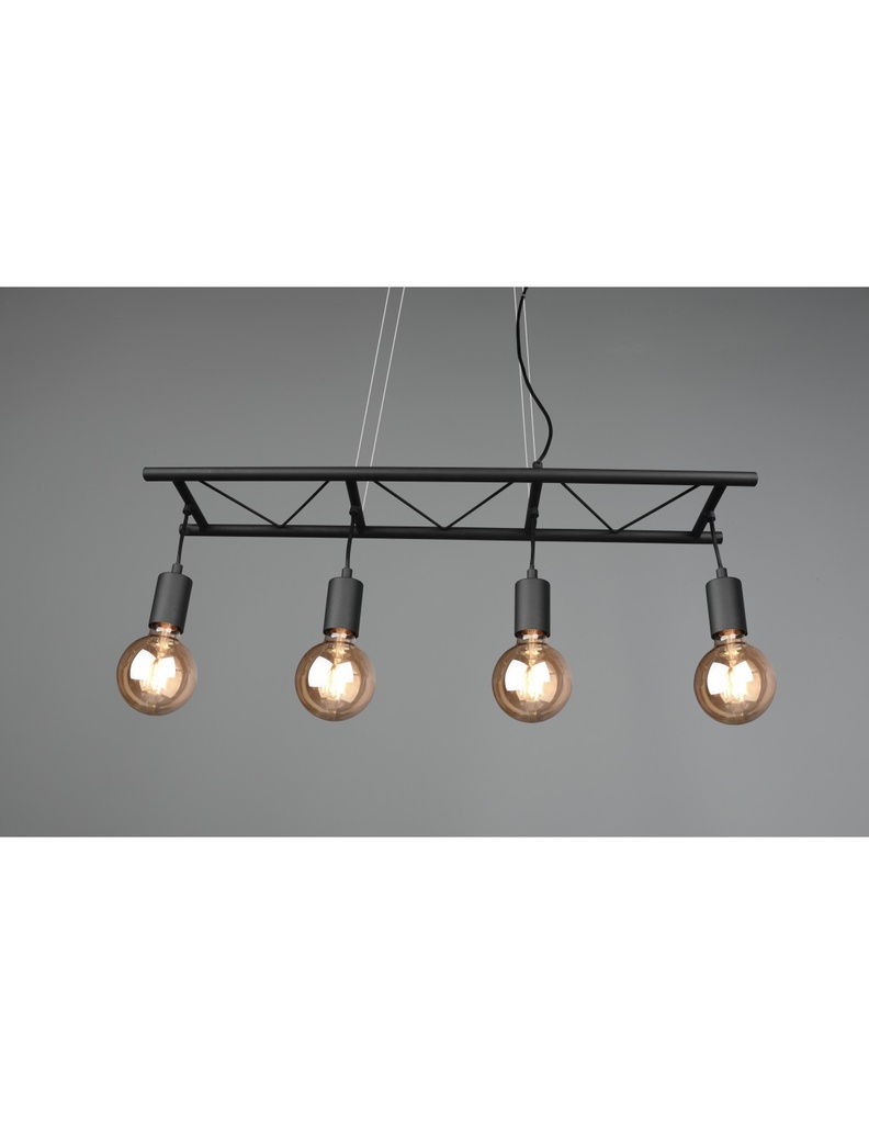 Lampadario Cucina Industriale 4 Luci Ladder Nero Trio Lighting