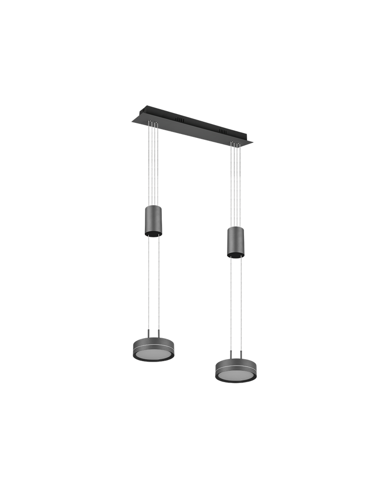 Lampadario Isola Doppio Disco Led Sospeso Franklin Antracite Trio Lighting