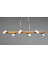 Lampadario Isola Legno 6 Spot Bianco Cilindrici Orientabili Marley Trio Lighting