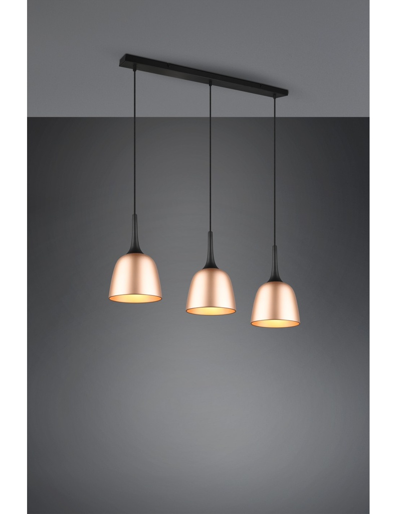 Lampadario Lineare 3 Pendel Sospesi Ottone Chiron Trio Lighting