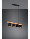 Lampadario Lineare Legno 4 Paralumi Nero Cameron Trio Lighting
