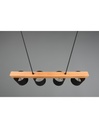 Lampadario Lineare Legno 4 Paralumi Nero Cameron Trio Lighting