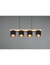 Lampadario Lineare Legno 4 Paralumi Nero Cameron Trio Lighting