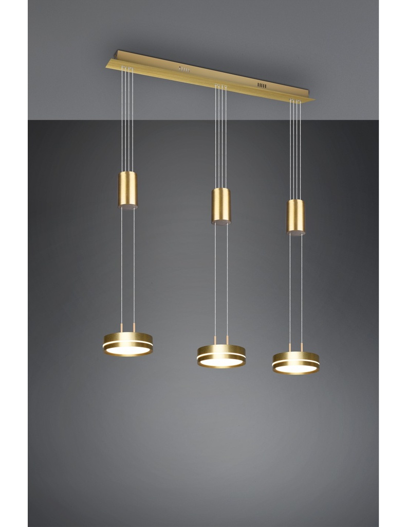 Lampadario Moderno Led 3 Dischi Ottone Franklin Trio Lighting