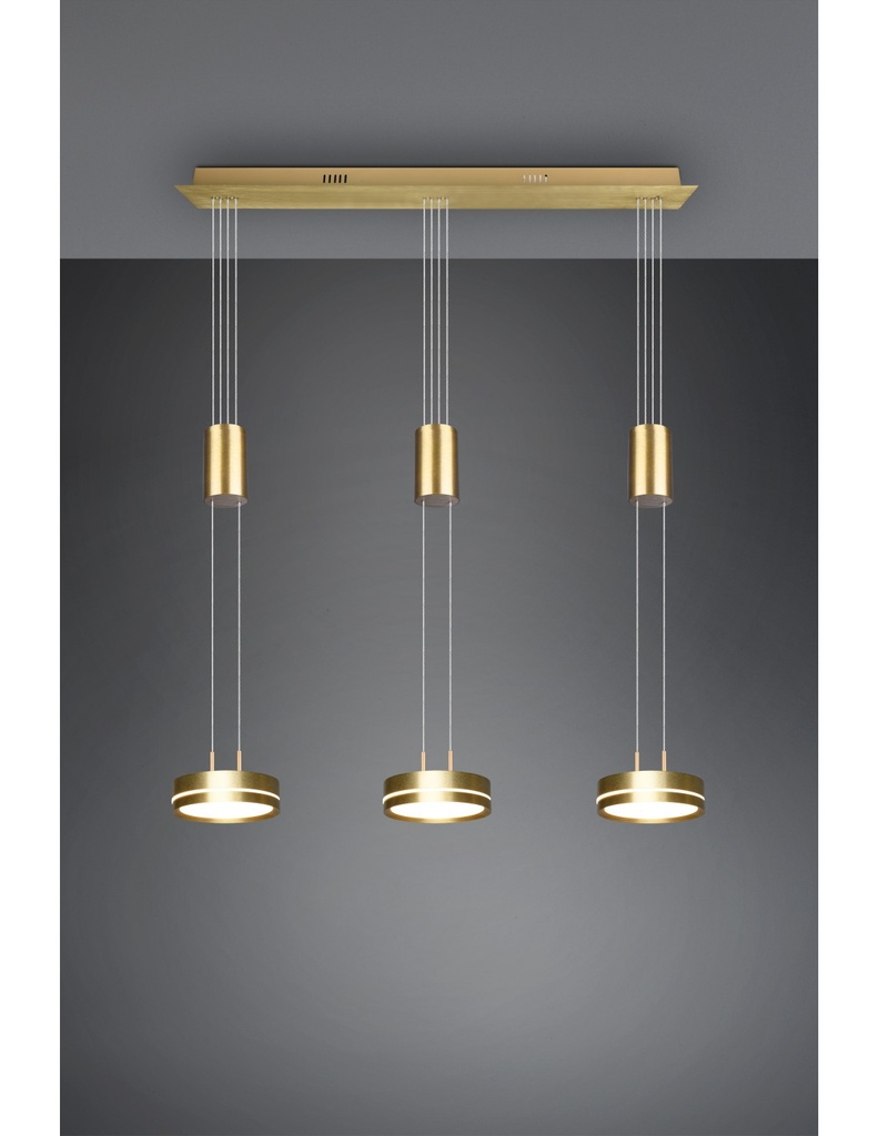 Lampadario Moderno Led 3 Dischi Ottone Franklin Trio Lighting