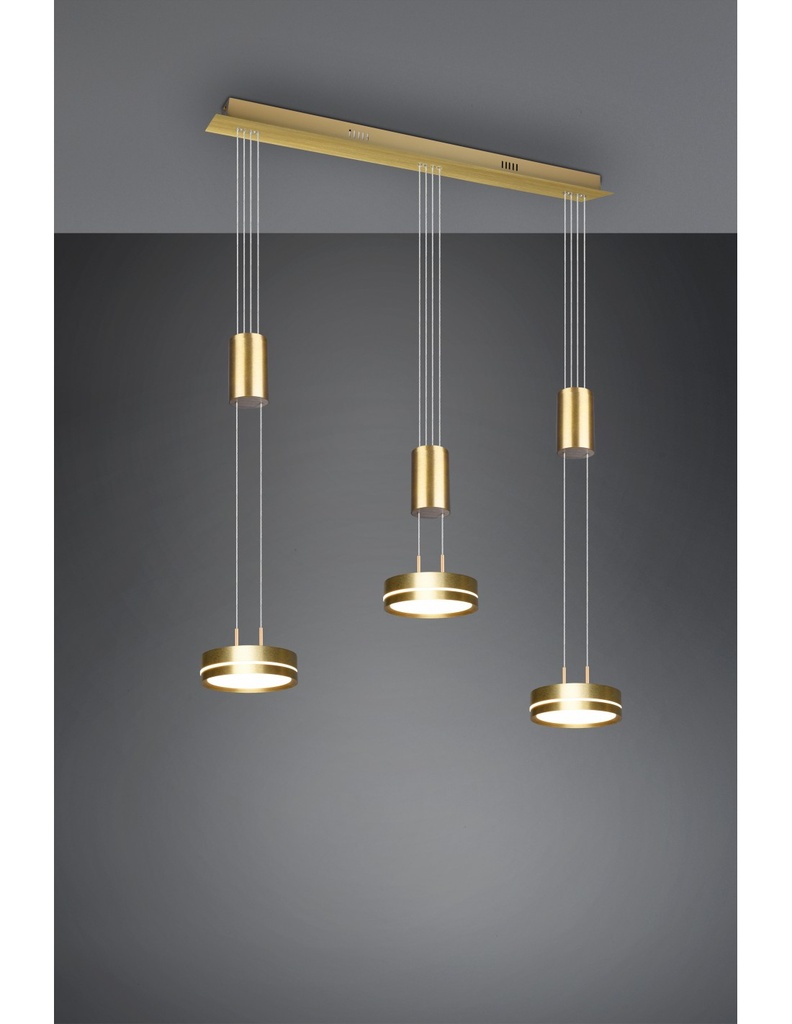 Lampadario Moderno Led 3 Dischi Ottone Franklin Trio Lighting