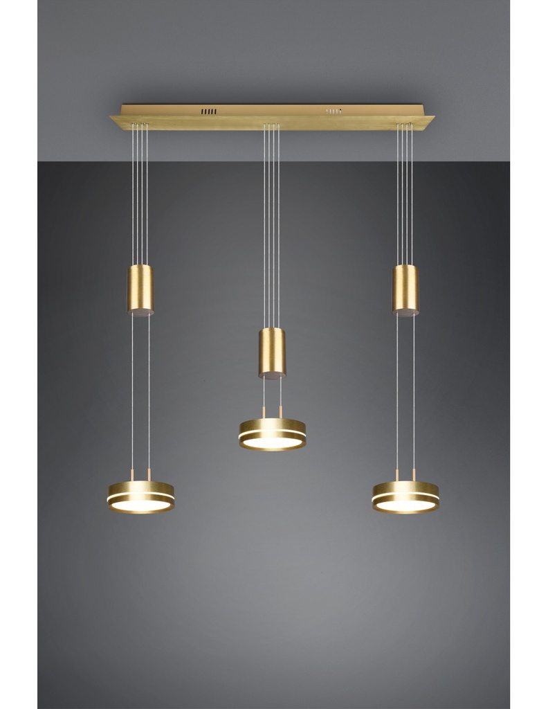 Lampadario Moderno Led 3 Dischi Ottone Franklin Trio Lighting