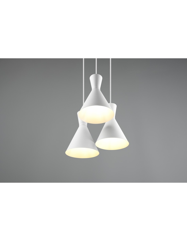 Lampadario Rotondo Enzo 3xE27 Bianco Opaco Trio Lighting