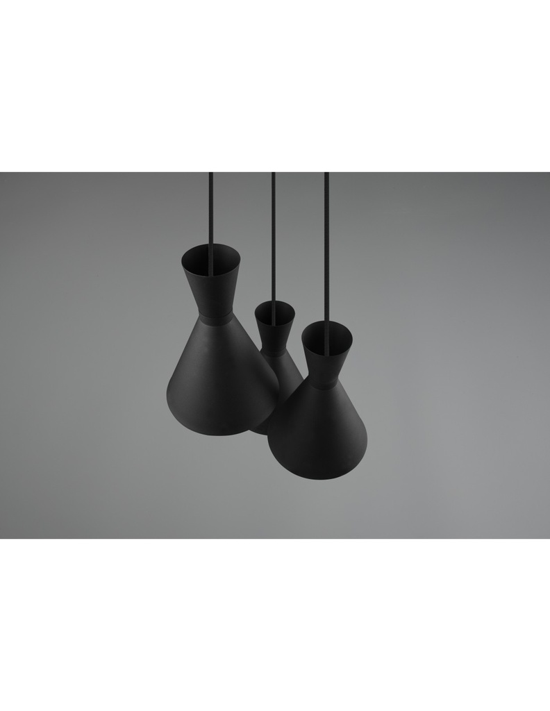 Lampadario Rotondo Enzo 3xE27 Nero Opaco Trio Lighting