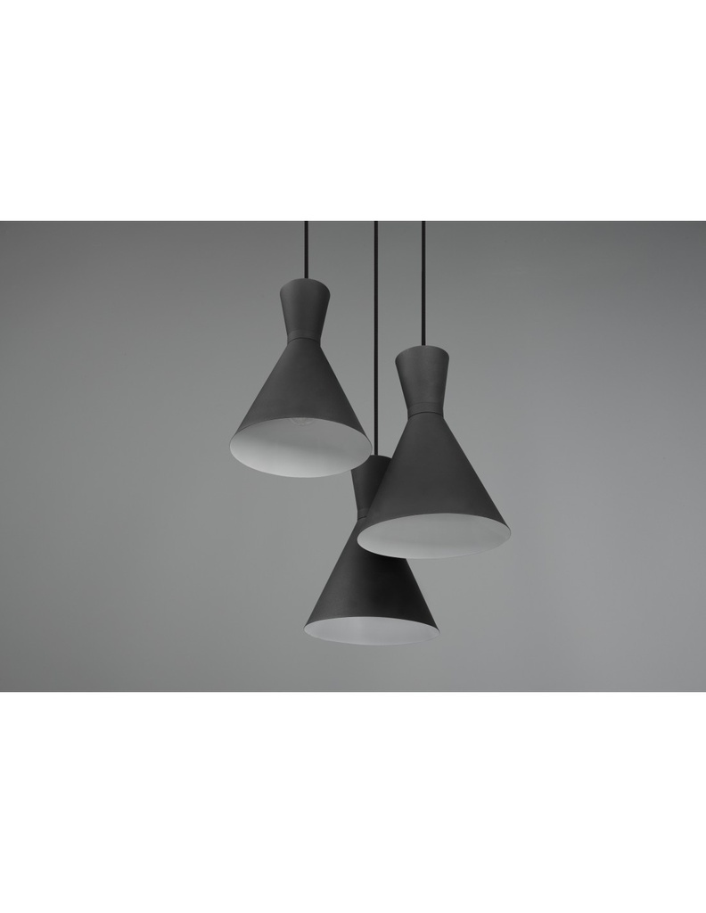 Lampadario Rotondo Enzo 3xE27 Nero Opaco Trio Lighting