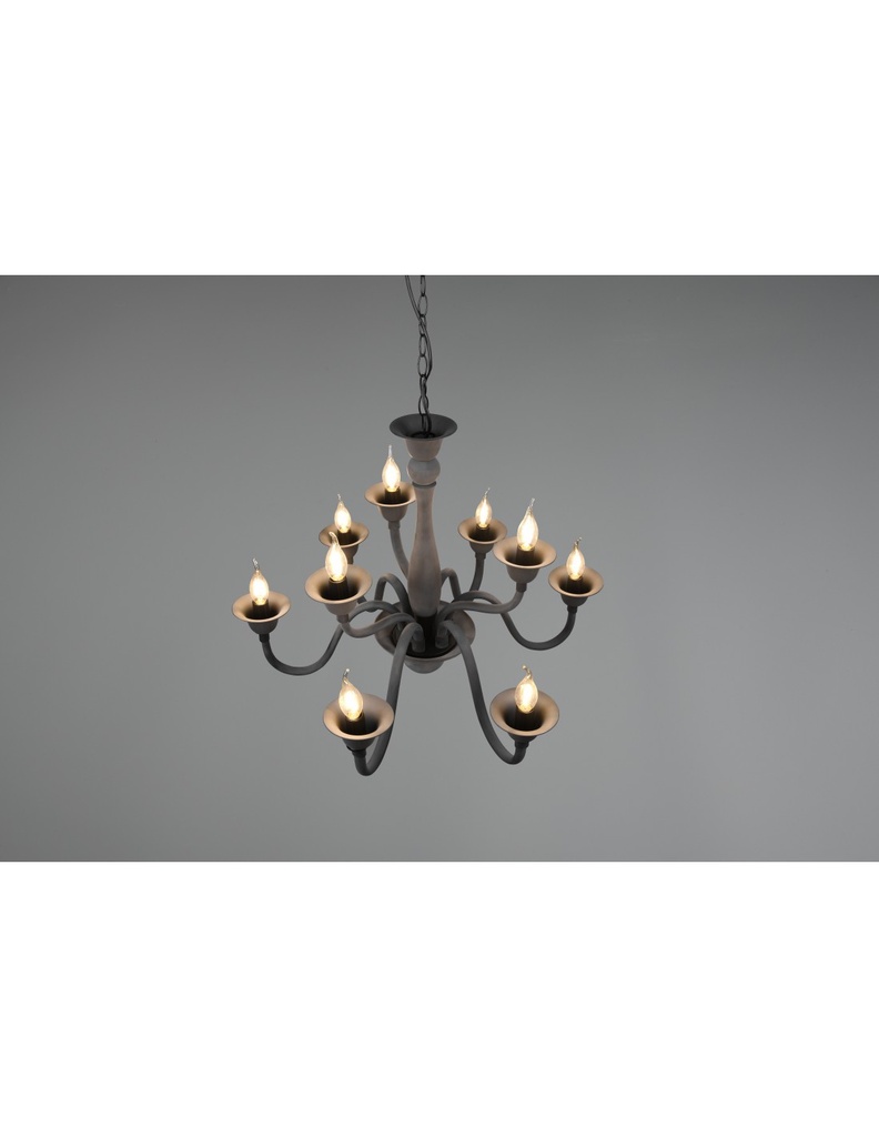 Lampadario Salone 9 Luci Nero Con Catena Elsa Trio Lighting