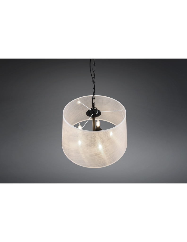 Lampadario Salone Paralume Organza 5 Luci Bianco Cima Trio Lighting