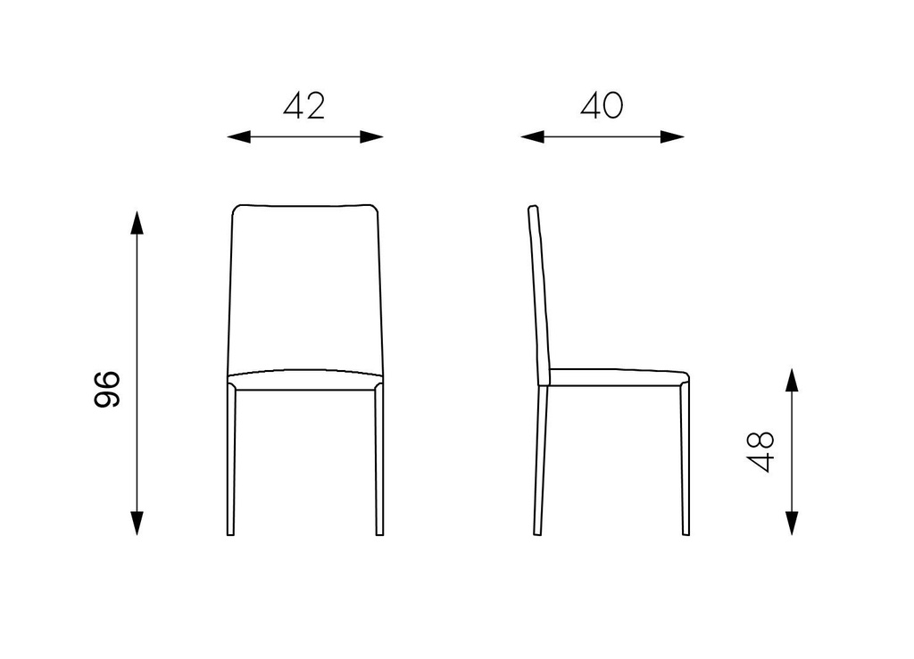 4x Sedia in similpelle grigio scuro 40x42x96h cm