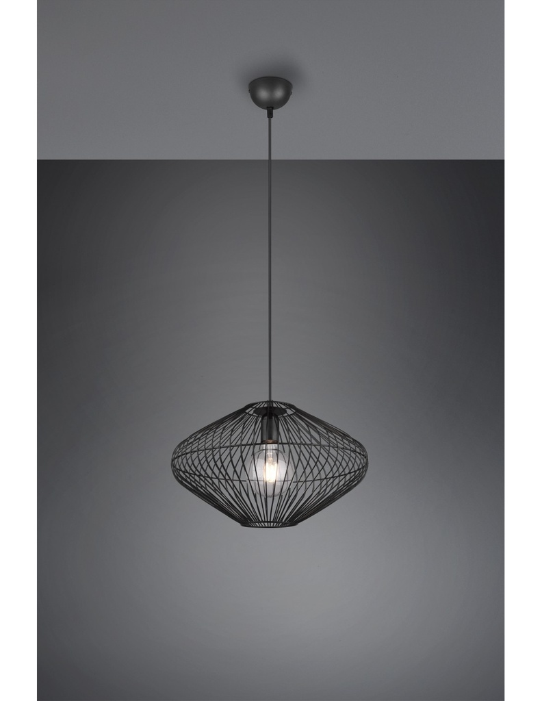 Lampadario Sospensione Gabbia Metallo Nero Cobain Trio Lighting