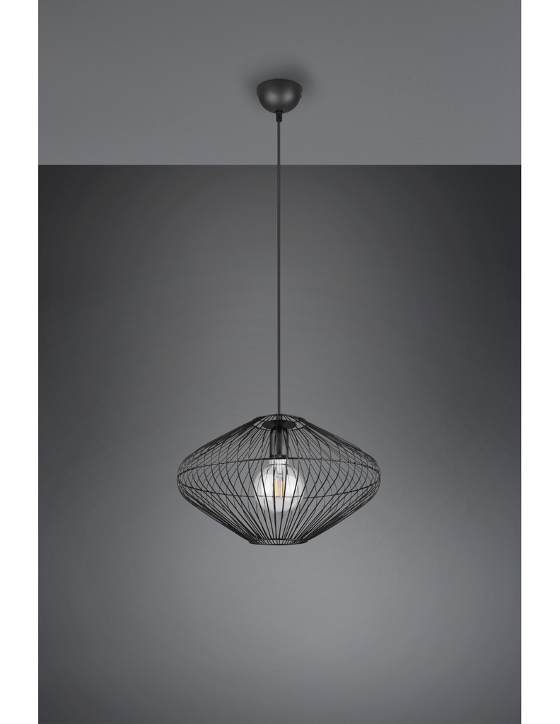 Lampadario Sospensione Gabbia Metallo Nero Cobain Trio Lighting