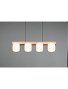 Lampadario Sospensione Legno 4 Paralumi Bianchi Cameron Trio Lighting