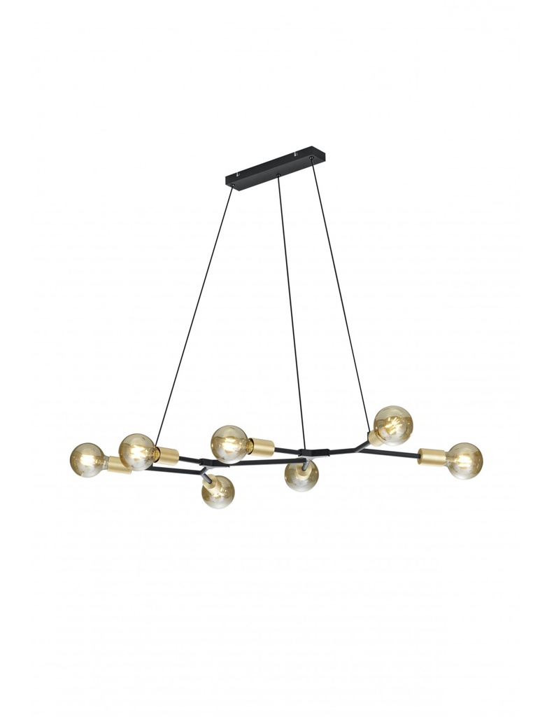 Lampadario Sospensione Minimal 7 Luci Cross Nero e Oro Trio Lighting
