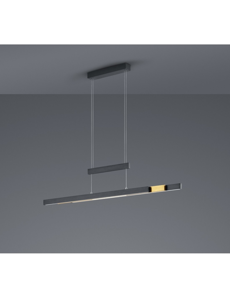 Lampadario Ufficio Moderno Trajan Doppio Led Touch Dimmer Nero E Ottone Trio Lighting