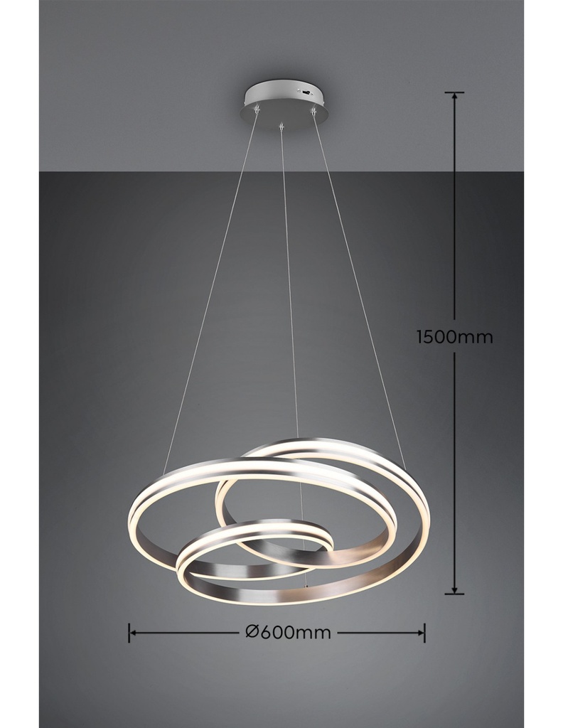 Lampadario Vortice Moderno Yara Nichel Led Dimmer Trio Lighting