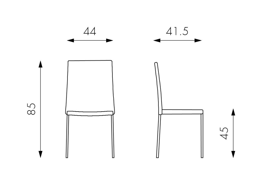 4x Sedia in similpelle marrone 41,5x44x85h cm 