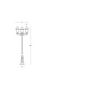 Lampione 3 luci  in pressofusione di alluminio nero diffusori in vetro h. 264 cm