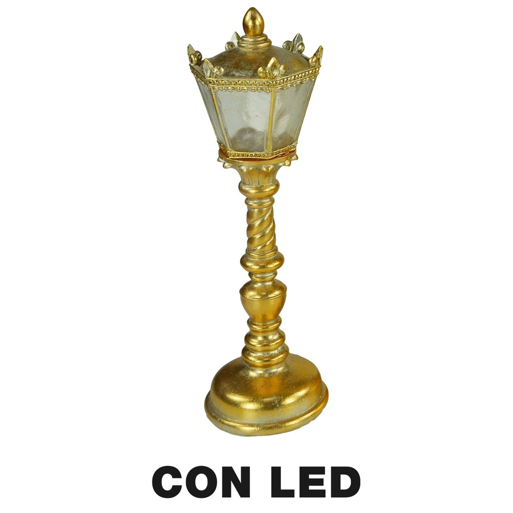 Gold led resin lamppost cm13x12,5h41,5