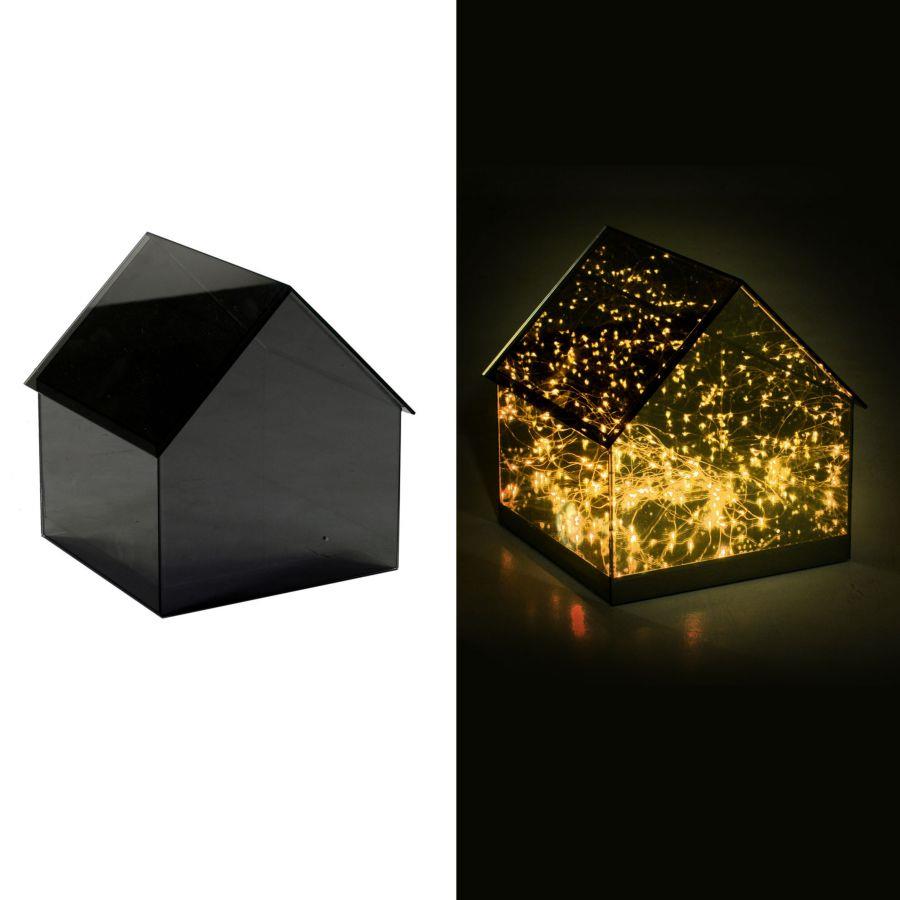 Lanterna led vetro casetta cm30x29,5h31,5