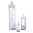 Rectangular white wooden lantern 1-3 cm36,5x36,5h175