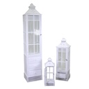 Rectangular white wooden lantern 1-3 cm36,5x36,5h175