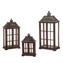 Rectangular dark brown wooden lantern 1-3 cm40x24h85