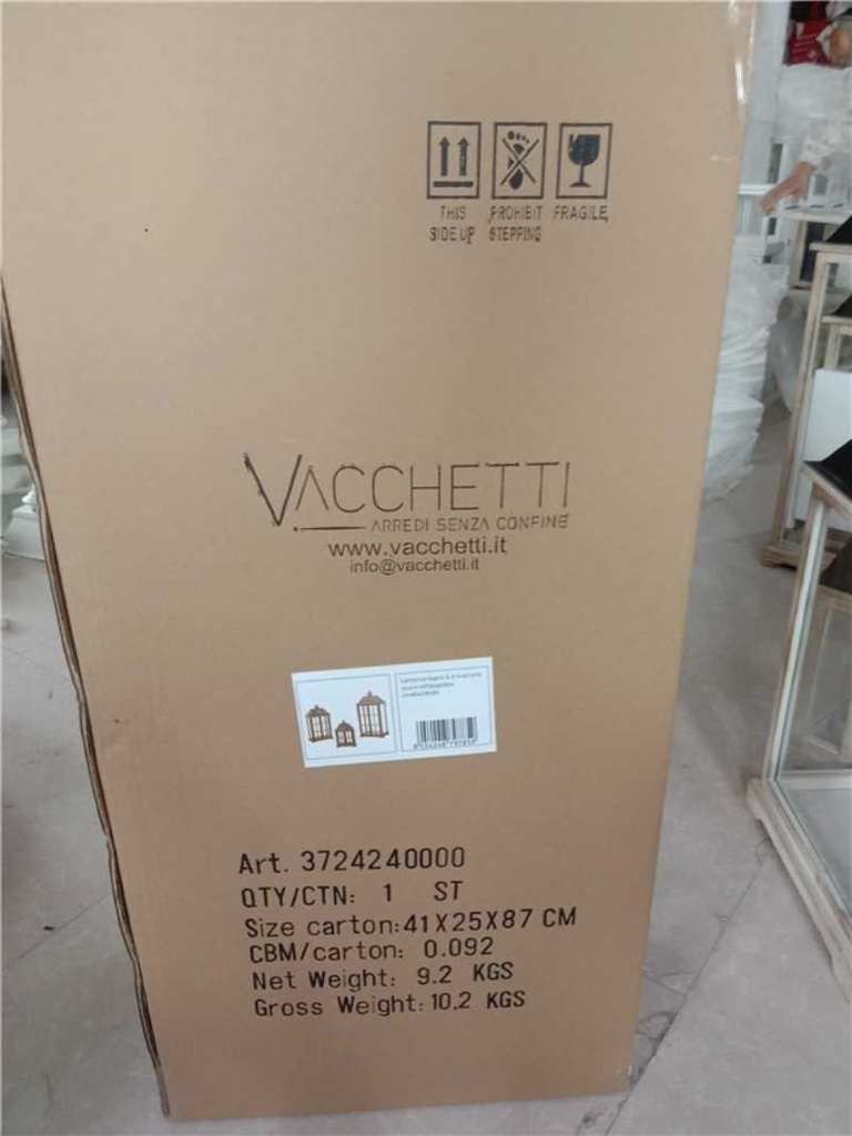 Rectangular dark brown wooden lantern 1-3 cm40x24h85