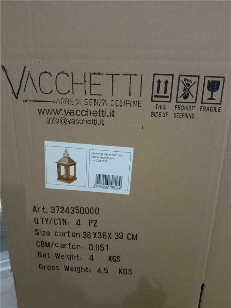 Lanterna legno marrone scurorettangolare cm17x17h37