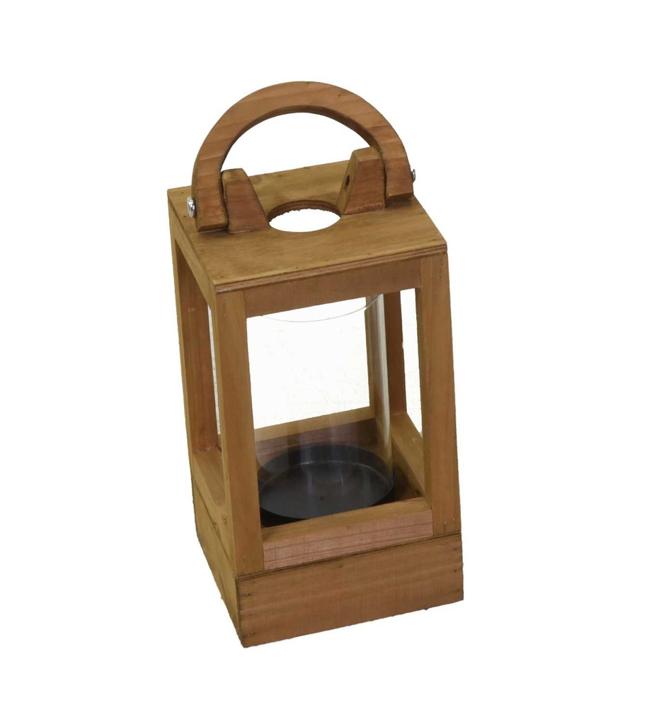 Lanterna legno naturale quadro cm16x16h36