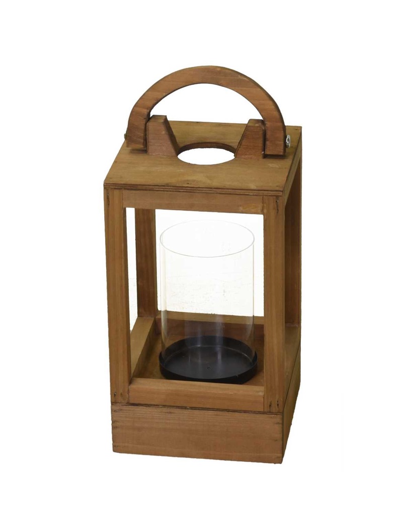 Lanterna legno naturale quadro cm18x18h41