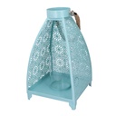 Lanterna metallo 1-2 azzurro quadro cm 20x20h33