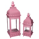 Pink metal lantern 1-2 cm20,5x20,5h60