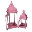 Pink metal lantern 1-2 cm20,5x20,5h60