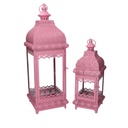 Pink metal lantern 1-2 cm20,5x20,5h60