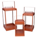 Orange metal lantern 1-3 cm18x18h36,3-42,5