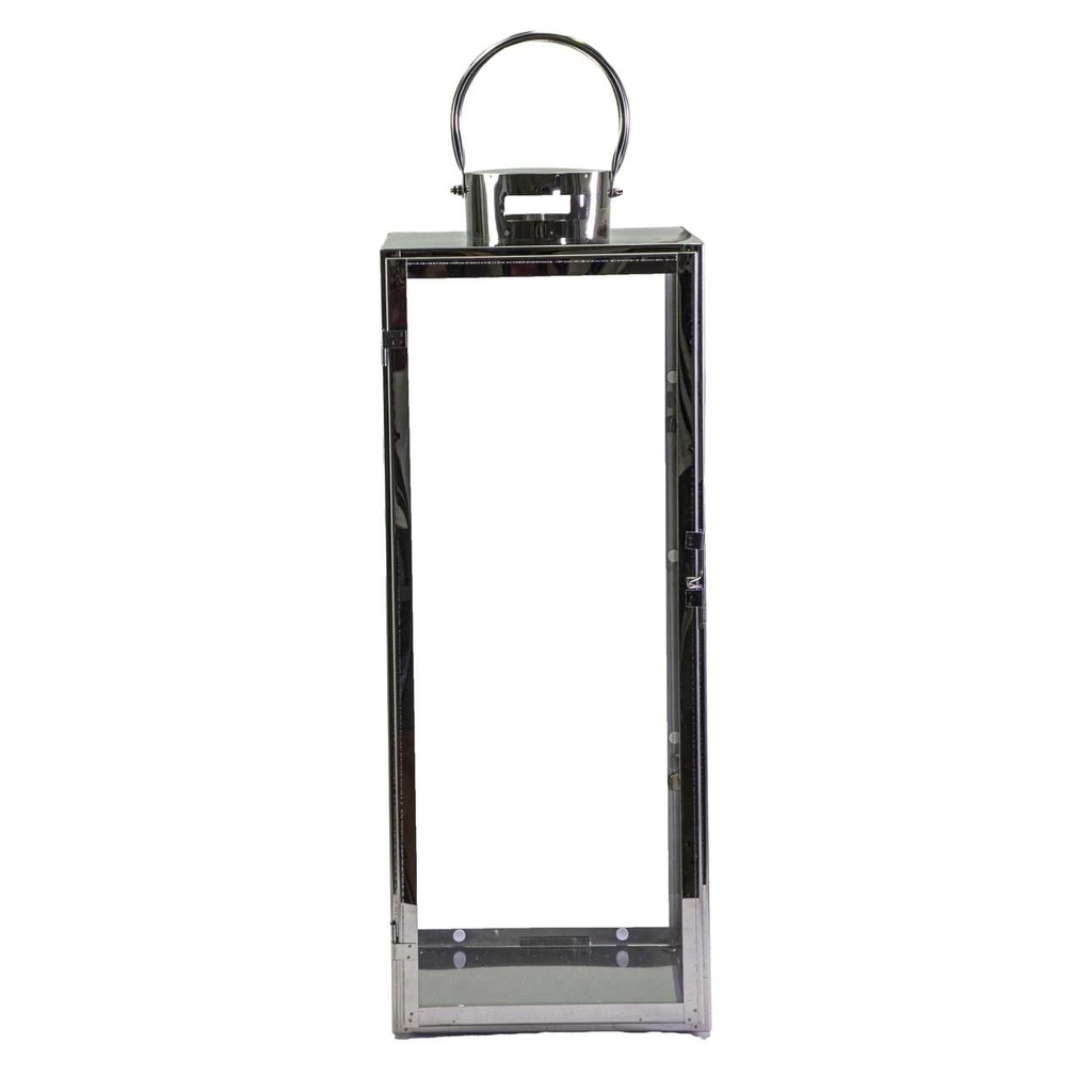 Lanterna metallo 1-3 argento quadro cm29x28,5h85