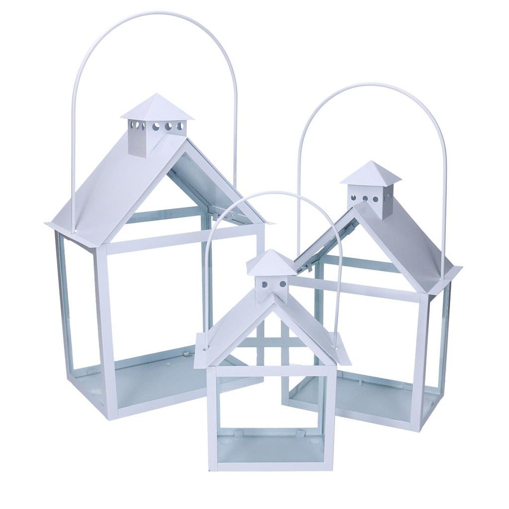 White metal lantern 1-3 cm27x18,2h41-51